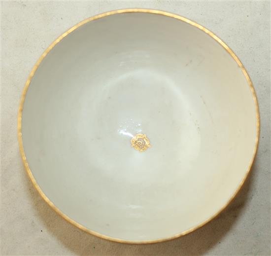 A Bristol hard paste porcelain teabowl and saucer, c.1780, diameter 13cm